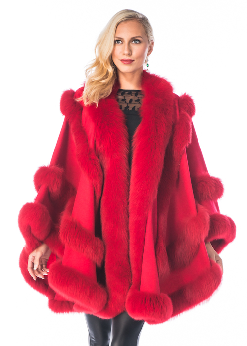 Goed gevoel Maar Allergisch Red Cashmere Fur Trim Cape – Empress Style – Madison Avenue Mall Furs