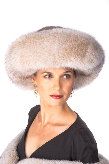 Blush Frost Fox and Mink Hat-Large Brim Fur Hat