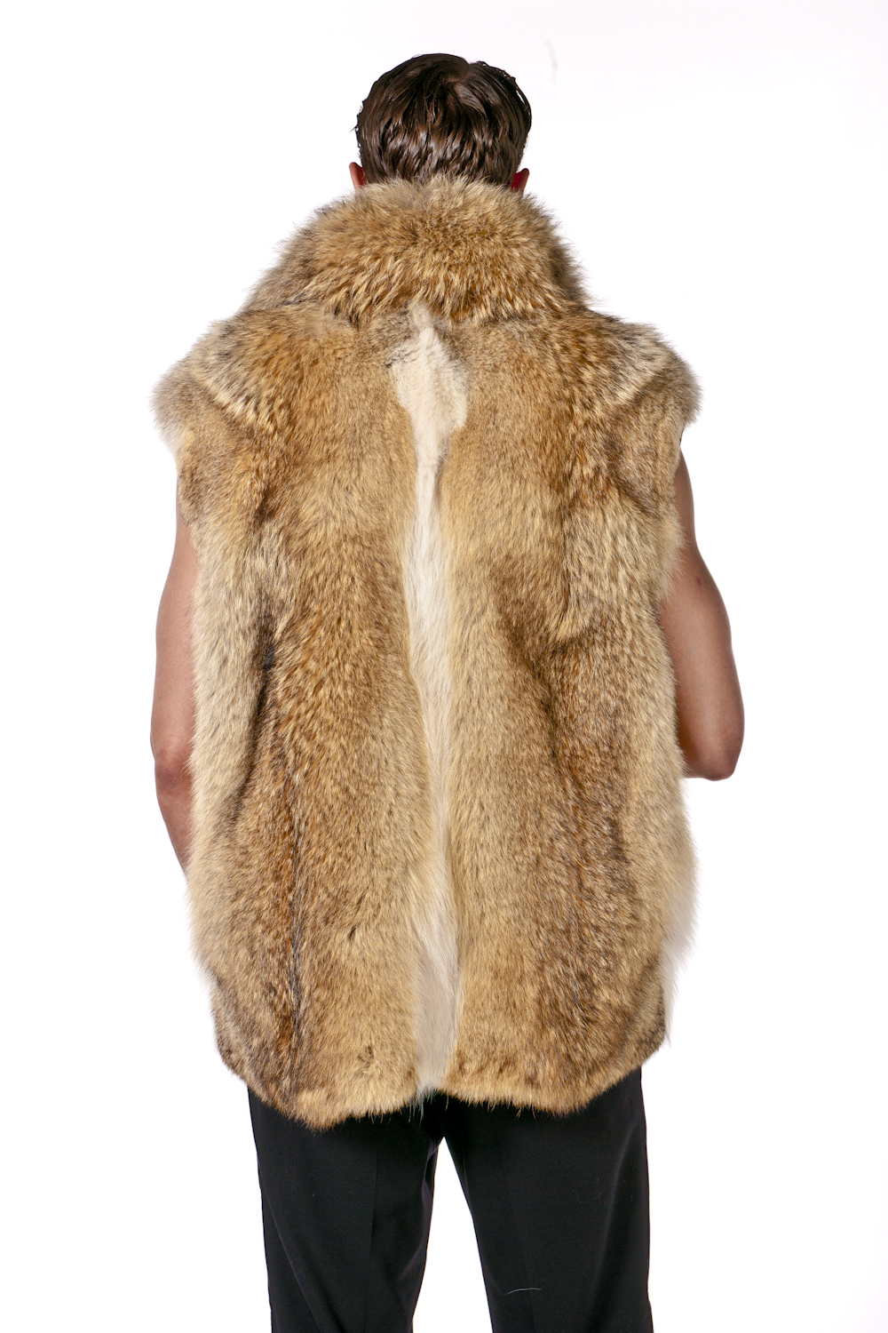 Coyote Mens Zippered Vest Natural Coyote Vest Madison Avenue Mall Furs