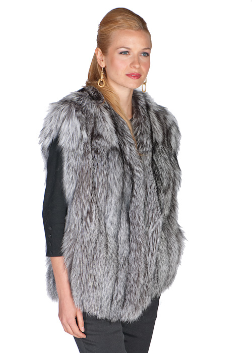 silver fox fur vest