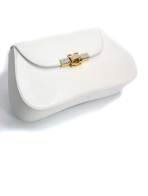 Leather Clutch – White Swarovksi Crystal Ornament – Madison Avenue Mall ...