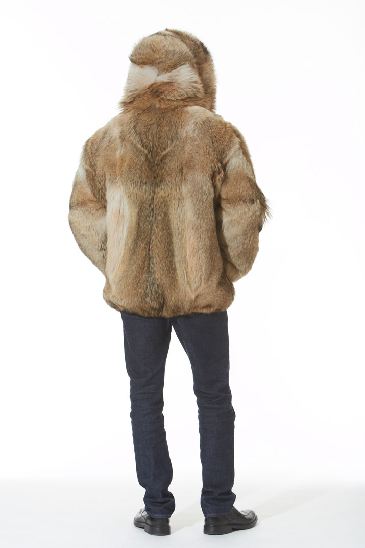 Coyote Mens Hooded Parka Jacket Natural Coyote Madison Avenue Mall Furs