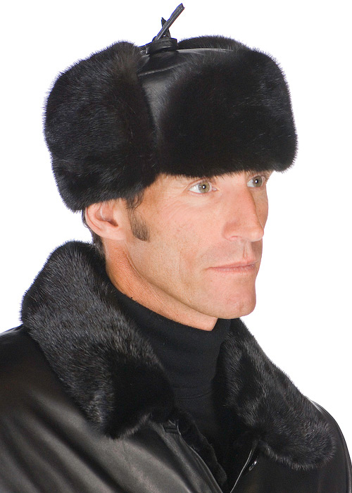 Mens Fur Hat – Trooper Mink Hat with 