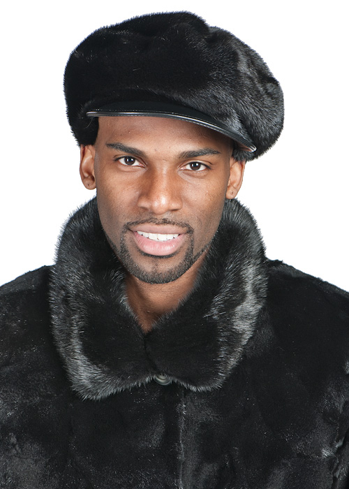 Mink Hat – Mink Cap with Leather Bill 
