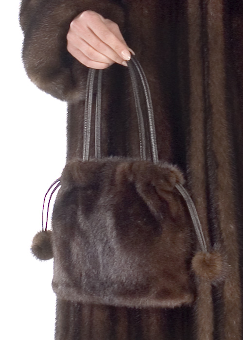 Fur Handbag / Purse with Horn - Mink Fur