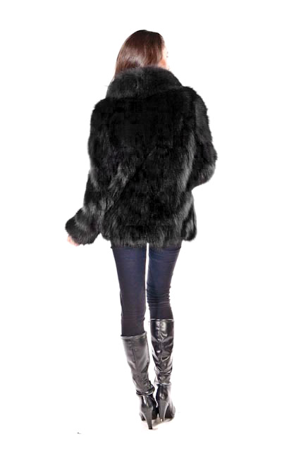 Black Faux Fur Downtown Fox Jacket