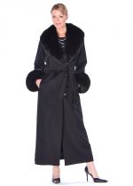 Cashmere Coat – Black Fox Trim – Madison Avenue Mall Furs