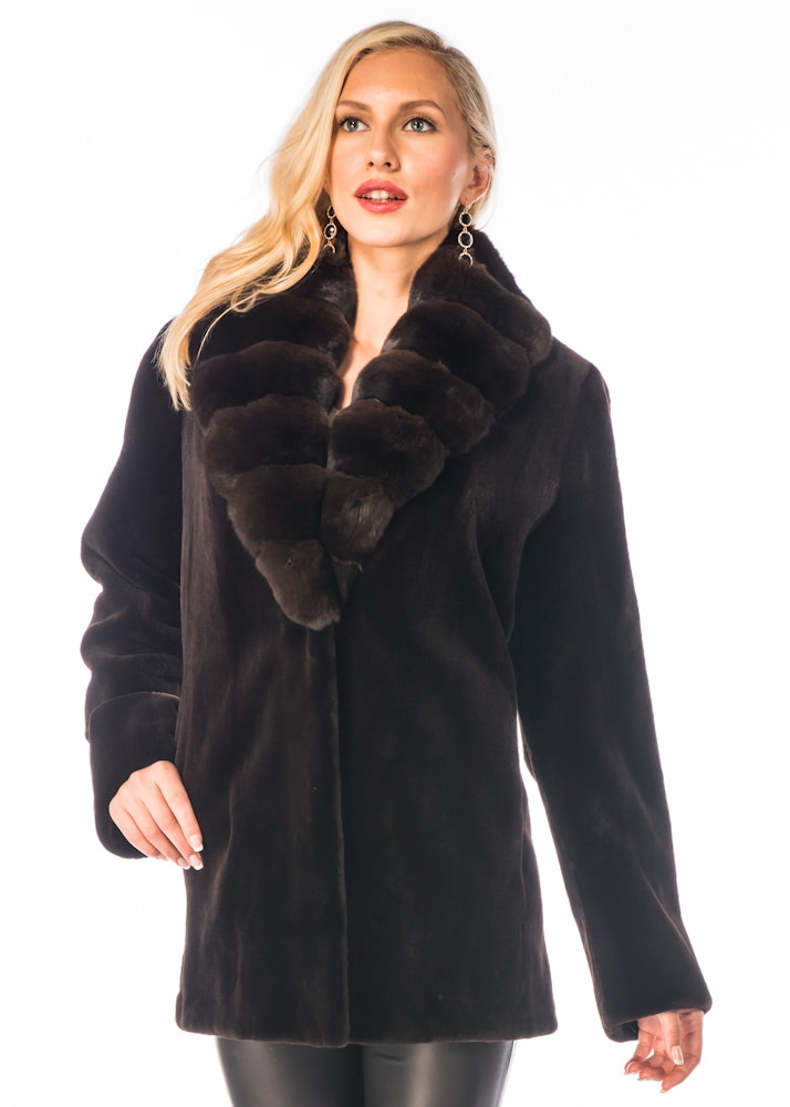 Dark Brown Sheared Mink Jacket Chinchilla Collar – Madison Avenue Mall Furs