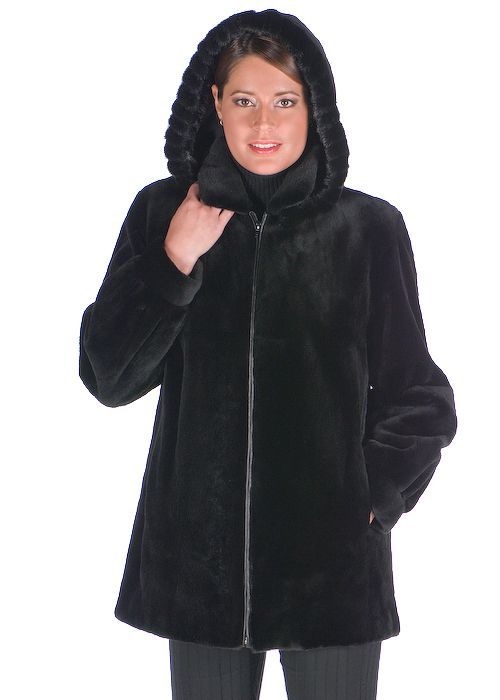 Hooded Sheared Mink Jacket-Detachable Hood | Madison Avenue Mall Furs