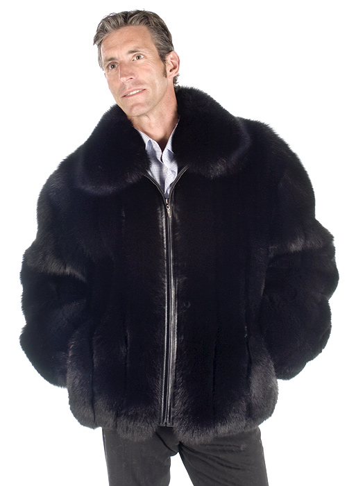 Mens Fox Fur Jacket – Full Pelted Black Fox – Madison Avenue Mall Furs