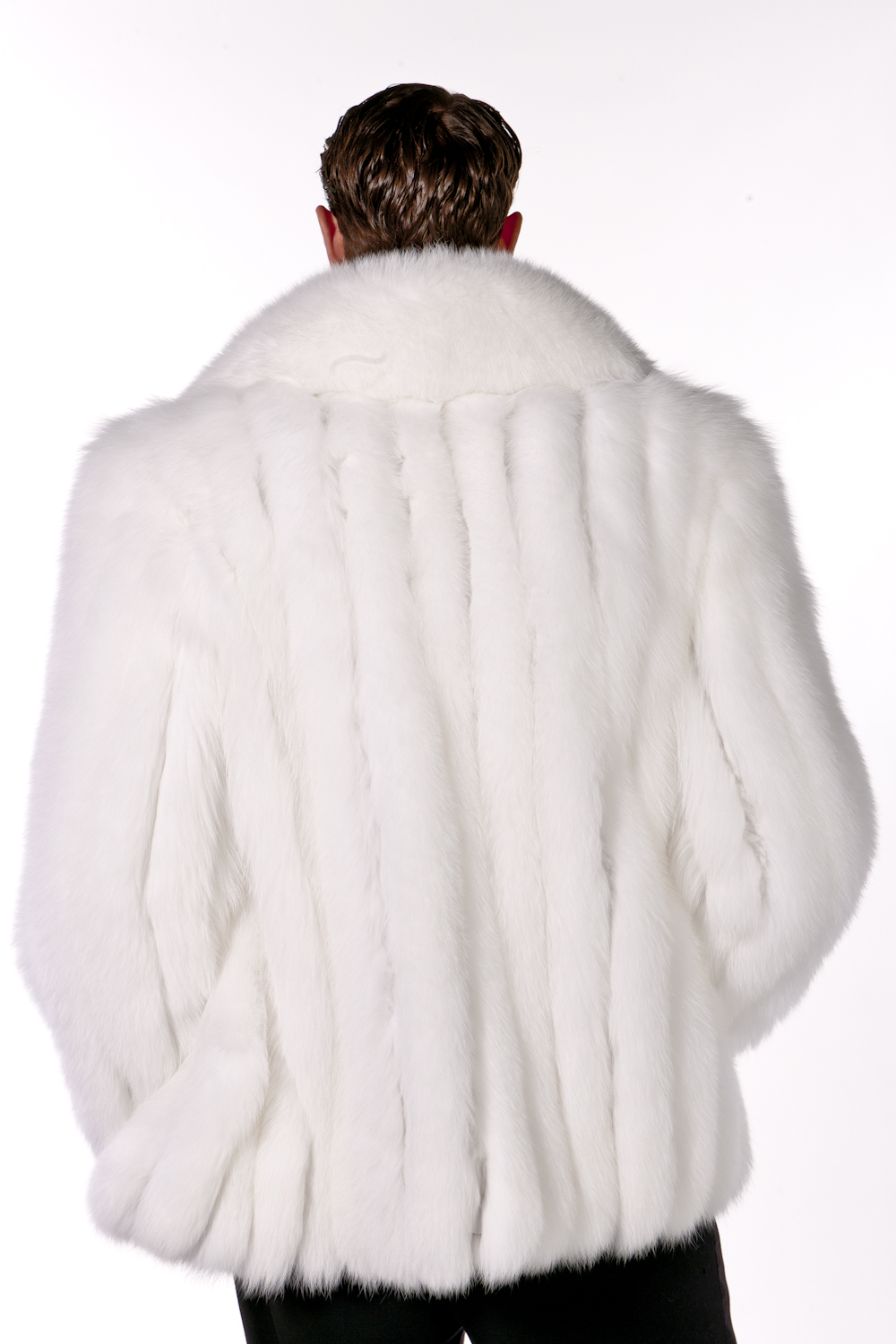 Men Winter White Fur Coat Long Sleeve Faux Wool Fur Outerwear