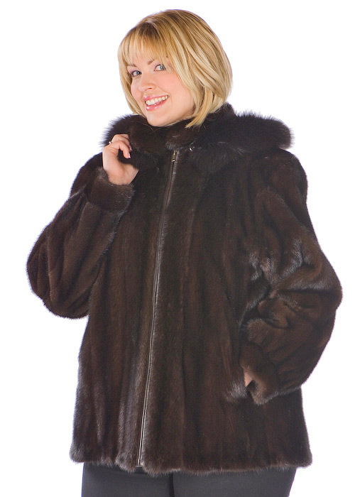 Mink Jacket -Hooded Mahogany Mink Plus Size – Madison Avenue Mall Furs