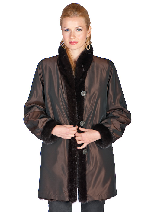 Sheared Mink Fur Jacket – Reversible to Fabric – Madison Avenue Mall Furs