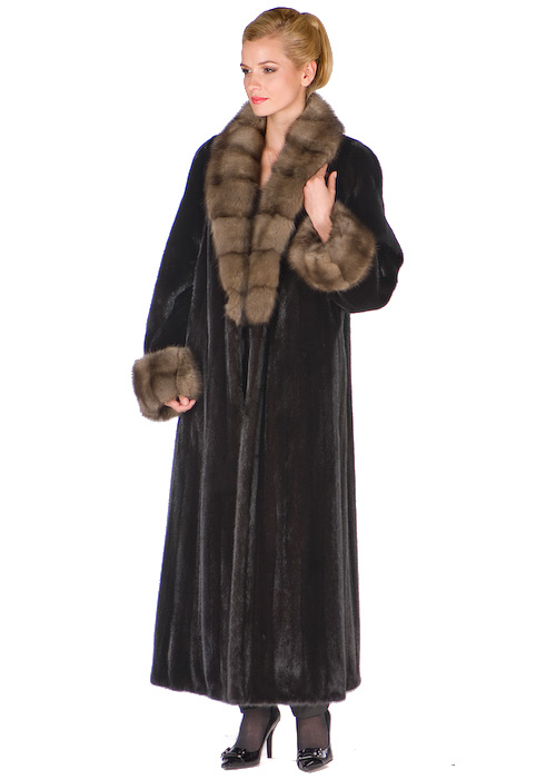 Sable Collar and Cuffs – Natural Ranch Mink Coat – Madison Avenue Mall Furs