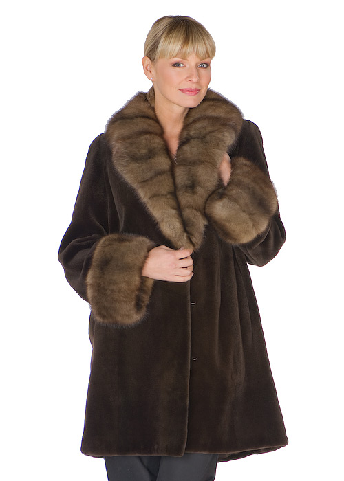 Sable Trimmed Dark Brown Sheared Mink Jacket – Madison Avenue Mall Furs
