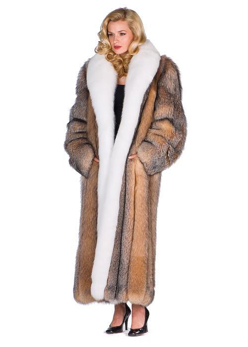 Crystal Fox Coat- White Fox Trim – Madison Avenue Mall Furs