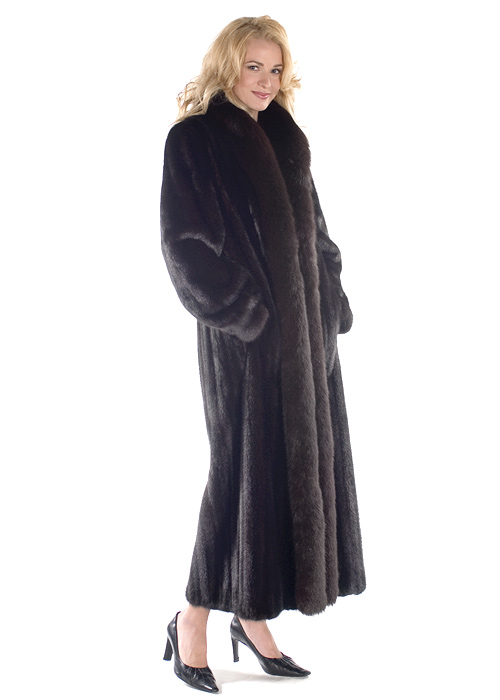 Mink Fur Coat – Ranch Mink Black Fox Trim – Madison Avenue Mall Furs