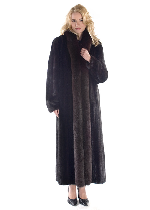 Mink Fur Coat – Ranch Mink Black Fox Trim – Madison Avenue Mall Furs