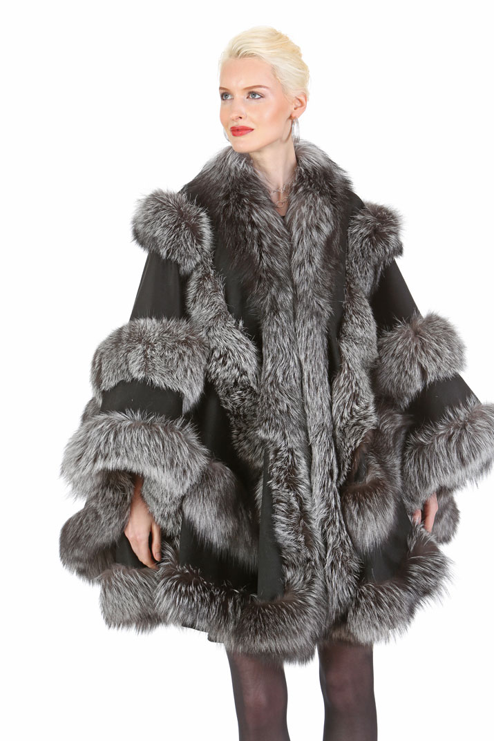 Silver Fox – Black Cashmere Cape – Empress Style -Plus Size – Madison ...