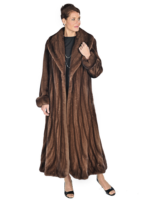 Mink Coat – Trumpet Hemline Soft Brown Mink – Madison Avenue Mall Furs