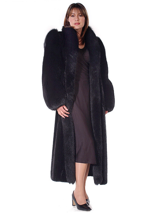 Mink Fur Coat – Black Fox Sleeve – Madison Avenue Mall Furs