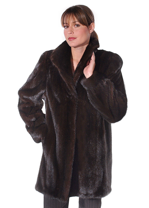 Mink Fur Jacket – Mahogany Classic Wing Collar – Madison Avenue Mall Furs