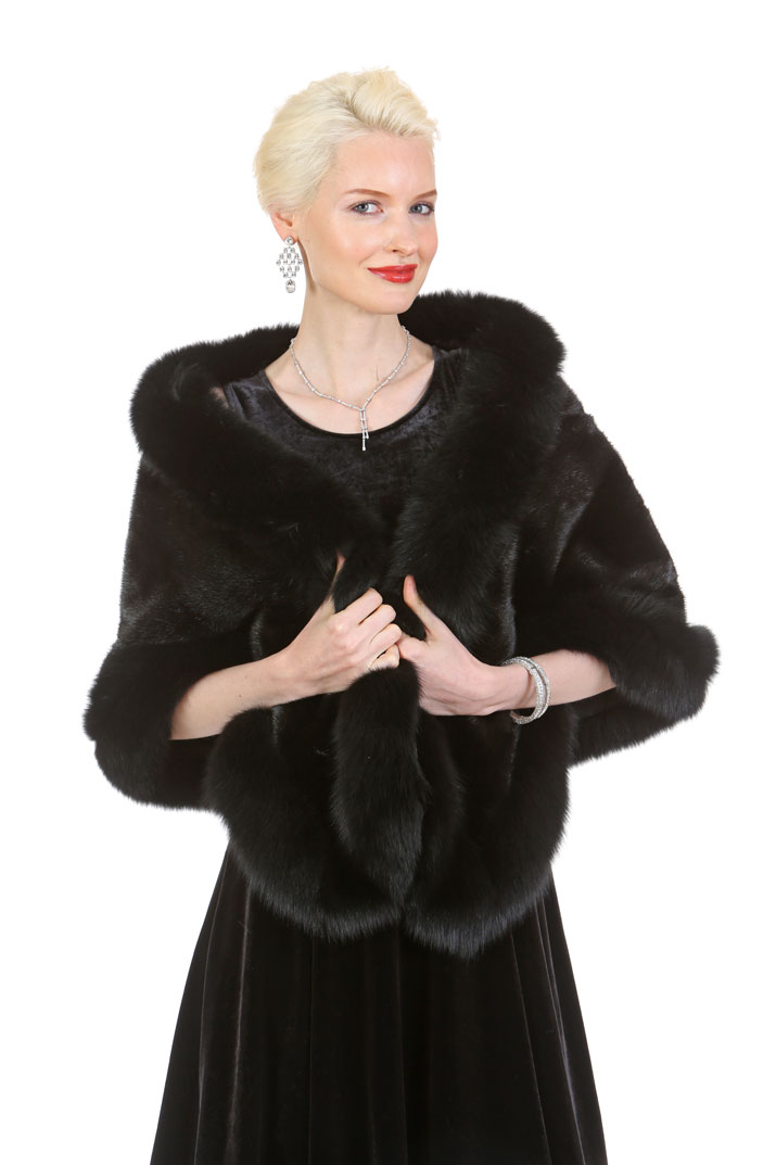 Ranch Mink Cape Stole Black Fox Trim The Lana Plus Size Madison Avenue Mall Furs