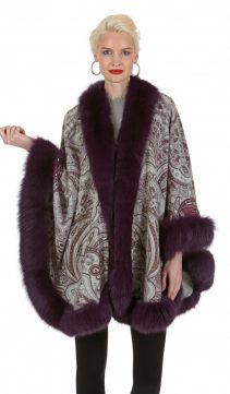 cashmere cape with fox trim-cape with fur trim
