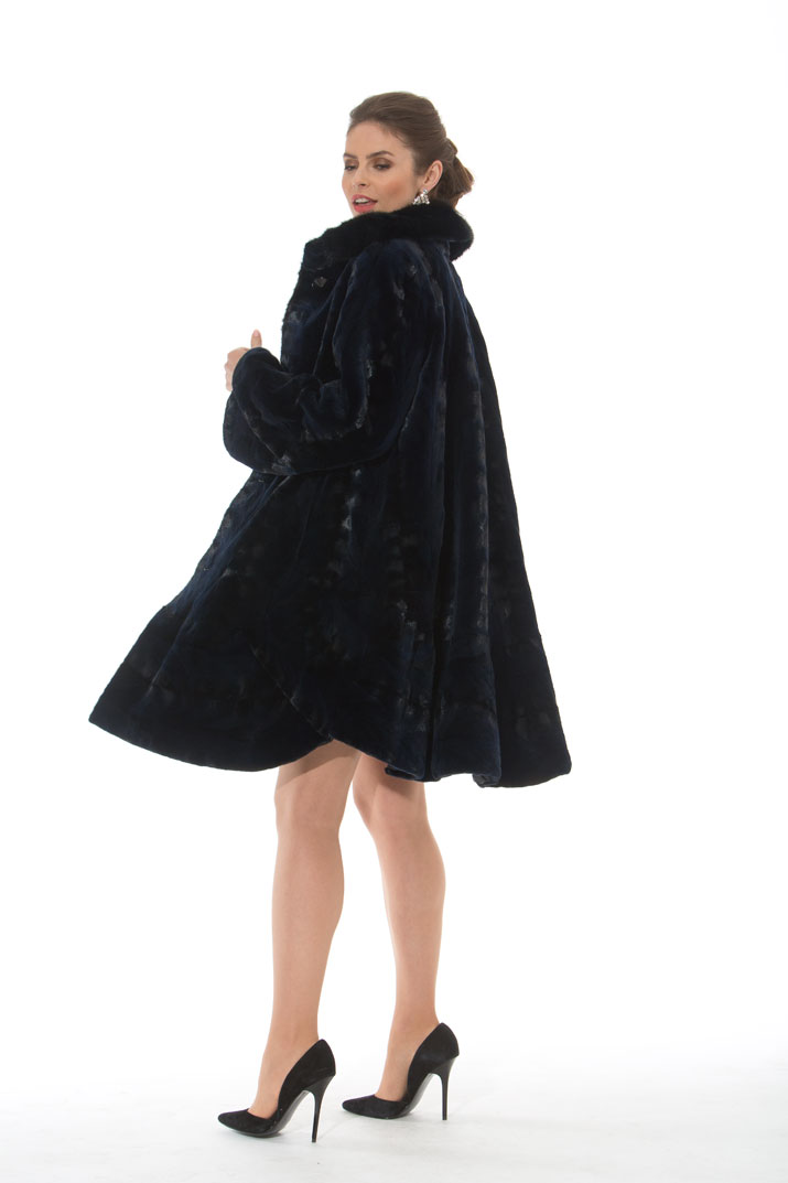 Navy Sheared Mink Swing Coat – Swing In Mink – Madison Avenue Mall Furs