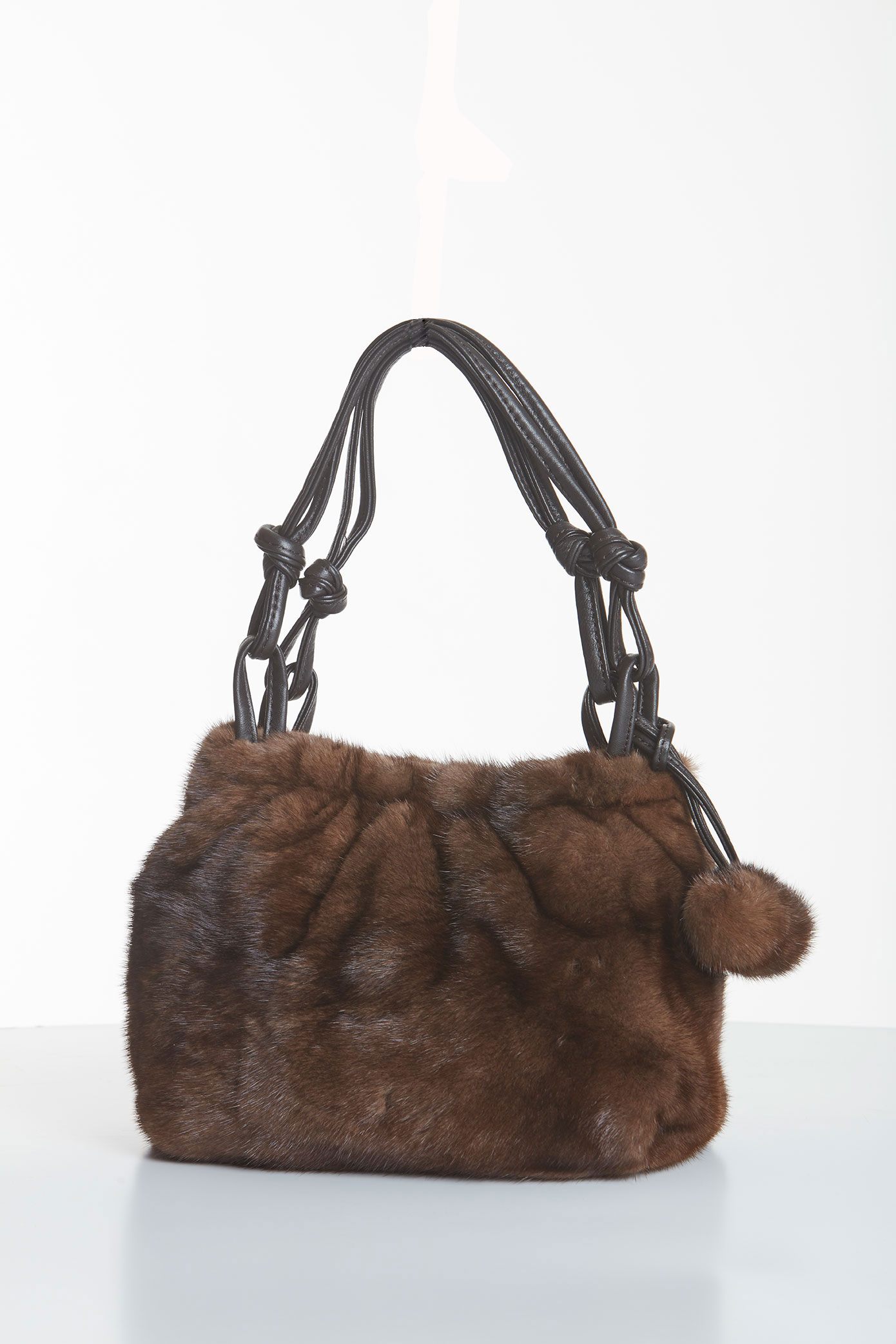 Mink Fur Handbag – Midsize – Soft Brown Mink Pom Poms – Madison Avenue Mall  Furs