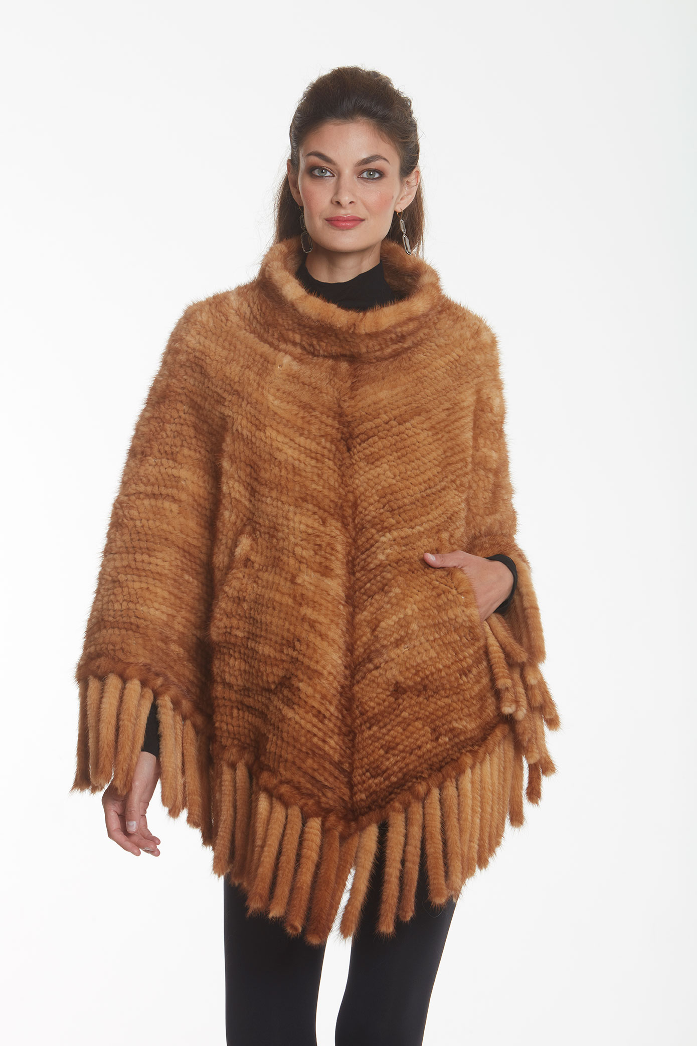 Knitted Mink- Golden Poncho Roll Neck – Madison Avenue Mall Furs